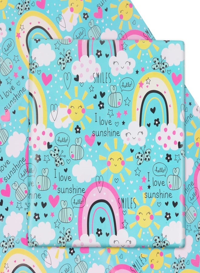 AircooL Birthday Wrapping Paper Rainbow, 6 Sheets I Love Sunshine Rainbow Design Gift Wrap Paper,20 x 28 inch Per Sheet Folded Flat Birthday Paper for Kids Girls Boys Baby Shower - Image 1